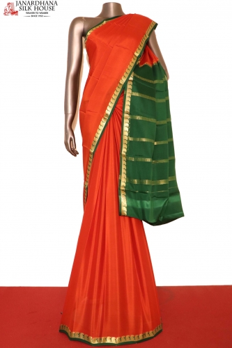 Contrast Classic Pure Mysore Crepe Silk Saree